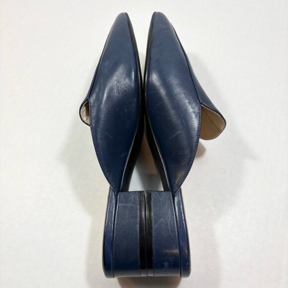 Cole Haan Piper Mule Size 7.5 Blue Leather Slip On Pointed Toe Casual Preppy